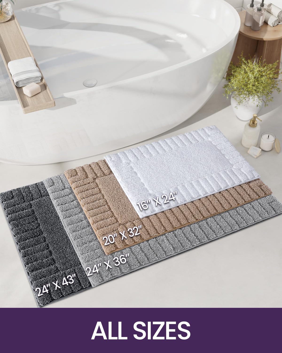 Dexi Bathroom Rugs 24''X43'', Non Slip Bath Mats For Bathroom Floor, Ultra Soft And Absorbent Bath Rug Shower Carpet, Machine Wa
